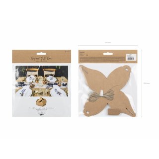 Dárkové zakulacené KRAFT krabičky s visačkou, rozměr 6x6x5.5cm - set 10ks (zn. PartyDeco)