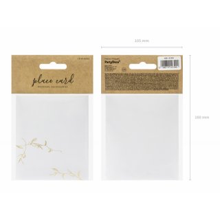Jmenovky na stůl - bílá barva se zlatými větvičkami, rozměr 9.5x5.5cm - set 10ks (zn. PartyDeco)