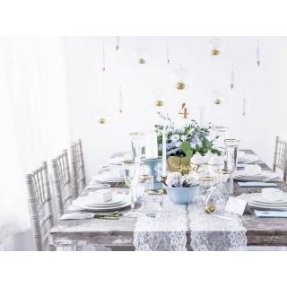 Jmenovky na stůl - bílá barva se zlatými větvičkami, rozměr 9.5x5.5cm - set 10ks (zn. PartyDeco)