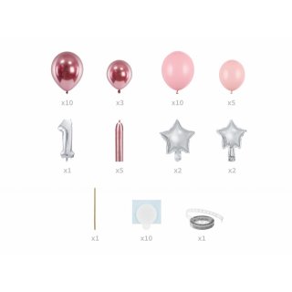 Balónkový set pro 1. narozeniny - HOLČIČKA. rozměr 90x140cm (zn. PartyDeco)