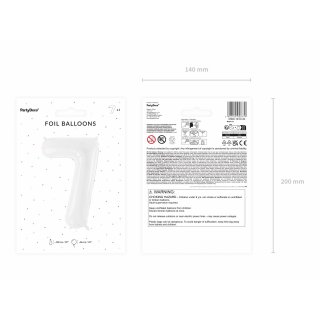 Fóliová ČÍSLICE 7, bílá matná barva, velikost 86cm (zn. PartyDeco)