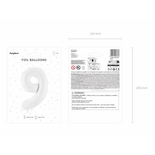 Fóliová ČÍSLICE 9, bílá matná barva, velikost 86cm (zn. PartyDeco)