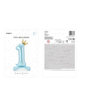 Stojací fóliová ČÍSLICE 1 s korunkou, nebesky modrá, velikost 84cm (zn. PartyDeco)