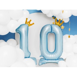 Stojací fóliová ČÍSLICE 0 s korunkou, nebesky modrá, velikost 84cm (zn. PartyDeco)