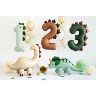 Stojací fóliový balónek dinosaurus TRICERATOPS - pouze na vzduch, rozměr 101x60.5cm, zelená barva (zn. PartyDeco)