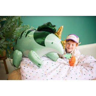 Stojací fóliový balónek dinosaurus TRICERATOPS - pouze na vzduch, rozměr 101x60.5cm, zelená barva (zn. PartyDeco)