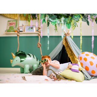 Stojací fóliový balónek dinosaurus TRICERATOPS - pouze na vzduch, rozměr 101x60.5cm, zelená barva (zn. PartyDeco)