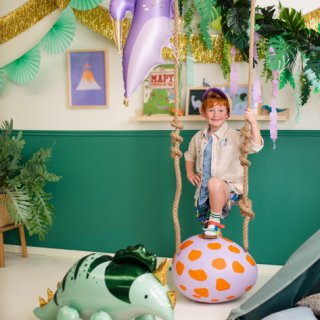 Stojací fóliový balónek dinosaurus TRICERATOPS - pouze na vzduch, rozměr 101x60.5cm, zelená barva (zn. PartyDeco)