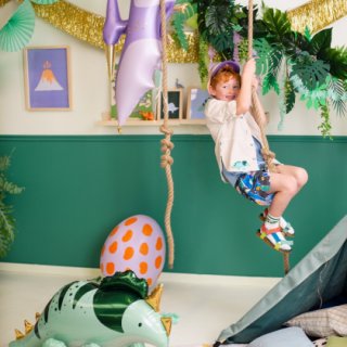 Stojací fóliový balónek dinosaurus TRICERATOPS - pouze na vzduch, rozměr 101x60.5cm, zelená barva (zn. PartyDeco)