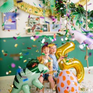 Stojací fóliový balónek dinosaurus TRICERATOPS - pouze na vzduch, rozměr 101x60.5cm, zelená barva (zn. PartyDeco)