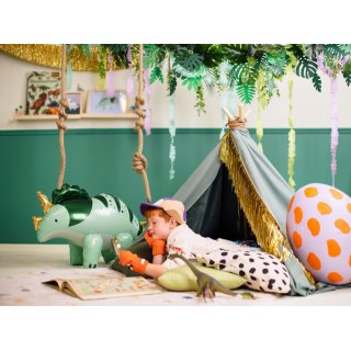 Stojací fóliový balónek dinosaurus TRICERATOPS - pouze na vzduch, rozměr 101x60.5cm, zelená barva (zn. PartyDeco)