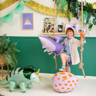 Fóliový balónek dinosaurus PTERODAKTYL, rozměr 120x62cm, fialovo růžová barva (zn. PartyDeco)