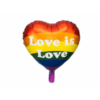 Fóliový balónek SRDCE, duhové - Love is Love, velikost 35cm (zn. PartyDeco)