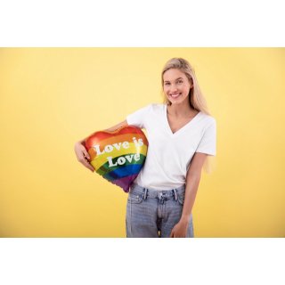 Fóliový balónek SRDCE, duhové - Love is Love, velikost 35cm (zn. PartyDeco)