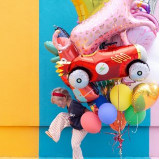 Fóliový balónek závodní AUTO - KABRIOLET, rozměr 111x63cm, červená barva (zn. PartyDeco)