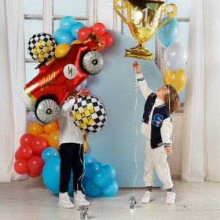 Fóliový balónek závodní AUTO - KABRIOLET, rozměr 111x63cm, červená barva (zn. PartyDeco)