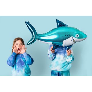 Fóliový balónek ŽRALOK - modrá barva, rozměr 102x62cm (zn. PartyDeco)