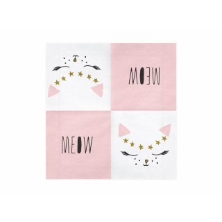 Ubrousky Kitty / Kočky, papírové, rozměr 33x33 - set 20ks (zn. PartyDeco)