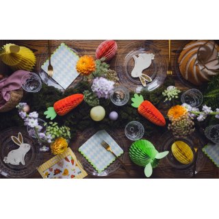 Ubrousky kosočtverce, bílo-limetkovo-tyrkysové, rozměr 33x33cm - set 20ks (zn. PartyDeco)