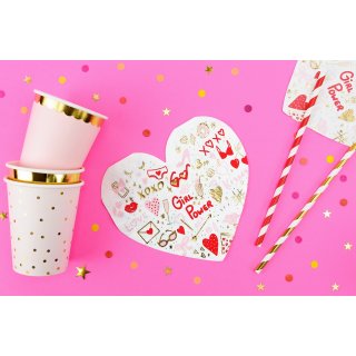 Ubrousky tvarované, holčičí, SRDCE - GIRL POWER, rozměr 16x15cm - set 20ks (zn. PartyDeco)