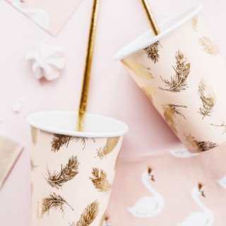 Ubrousky LABUTĚ s korunkou - Lovely Swan, béžovo-bílé, rozměr 33x33cm - set 20ks (zn. PartyDeco)