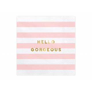 Ubrousky HELLO GORGEOUS, světle růžové, rozměr 33x33cm - set 20ks (zn. PartyDeco)