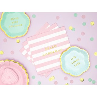 Ubrousky HELLO GORGEOUS, světle růžové, rozměr 33x33cm - set 20ks (zn. PartyDeco)