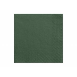 Ubrousky papírové, třívrstvé, lahvově / tmavě zelená barva, rozměr 33x33cm - set 20ks (zn. PartyDeco)