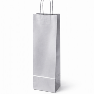 Papírová taška na víno, rozměr 14x9x39cm, barva stříbrná