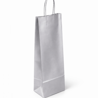 Papírová taška na víno, rozměr 14x9x39cm, barva stříbrná