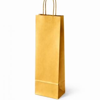 Papírová taška na víno, rozměr 14x9x39cm, barva zlatá