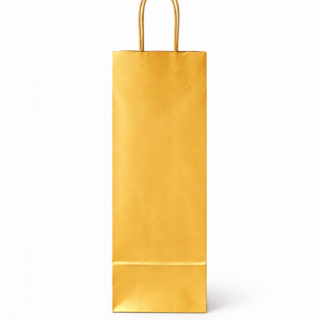 Papírová taška na víno, rozměr 14x9x39cm, barva zlatá