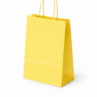 Papírová taška PASTELO - velikost S, rozměr 14x8.5x21.5cm, žlutá barva