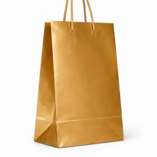 Papírová taška LAMINO - velikost M, 22x10x27cm, zlatá lesklá barva