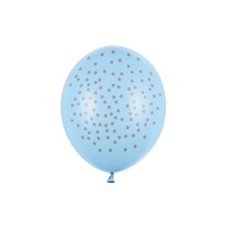 Latexový balónek, baby modrá barva, s šedými tečkami, velikost 30cm (zn. StrongBalloons)