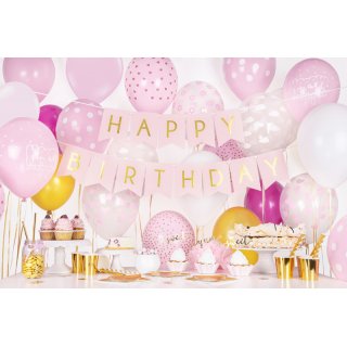 Latexový balónek, pastelový, baby růžová barva, s bílými tečkami, velikost 30cm (zn. StrongBalloons)