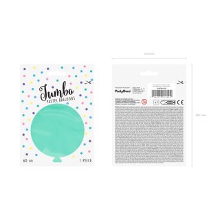 JUMBO latexový balón, pastelový, tyrkysový, velikost 60cm (zn. PartyDeco)