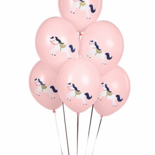 Latexové balónky KŮŇ, pastelové, růžová barva, velikost 30cm - set 6ks (zn. StrongBalloons)
