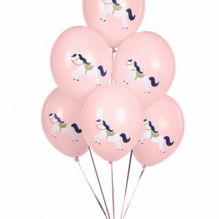 Latexové balónky KŮŇ, pastelové, růžová barva, velikost 30cm - set 6ks (zn. StrongBalloons)