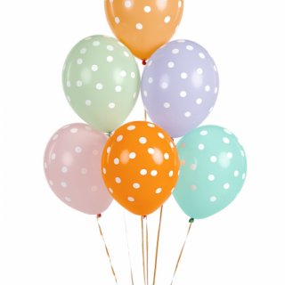 Latexový balónek TEČKY / puntíky, pastelový, mix 6 designů, velikost 30cm (zn. StrongBalloons)
