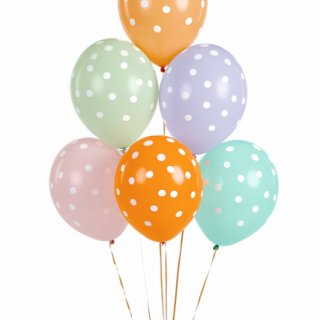 Latexové balónky TEČKY / puntíky, pastelové, mix 6 designů, velikost 30cm - set 6ks (zn. StrongBalloons)
