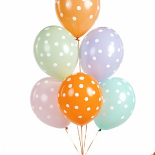 Latexové balónky TEČKY / puntíky, pastelové, mix 6 designů, velikost 30cm - set 6ks (zn. StrongBalloons)