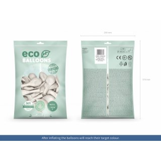 Latexový EKO balónek, metalický, bílá perleťová barva, velikost 26cm (zn. EcoBalloons)