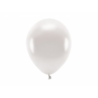 Latexový EKO balónek, metalický, bílá perleťová barva, velikost 26cm (zn. EcoBalloons)