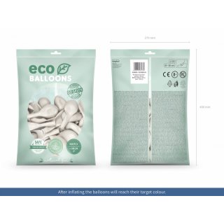 Latexový EKO balónek, metalický, bílá perleťová barva, velikost 30cm (zn. EcoBalloons)