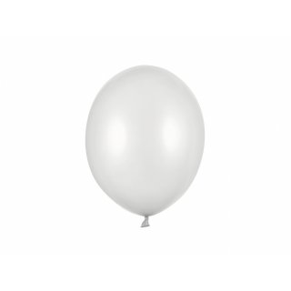 Latexový balónek, metalický, stříbrná sněhová barva, velikost 26/27cm (zn. StrongBalloons)