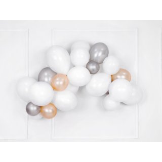 Latexový balónek, metalický, stříbrná sněhová barva, velikost 26/27cm (zn. StrongBalloons)