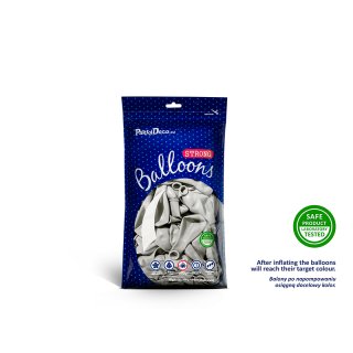 Latexový balónek, metalický, stříbrná sněhová barva, velikost 12cm (zn. StrongBalloons)