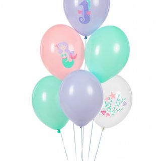 Latexové balónky MOŘSKÝ SVĚT, koník, mořská panna, pastelové, mix 6 designů, velikost 30cm - set 6ks (zn. StrongBalloons)