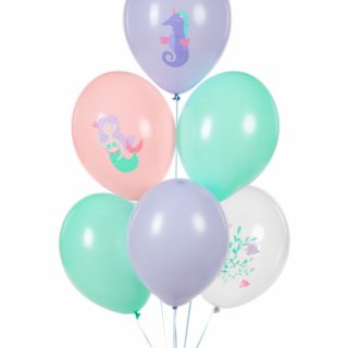 Latexový balónek MOŘSKÝ SVĚT, koník, mořská panna, pastelový, mix 6 designů, velikost 30cm (zn. StrongBalloons)